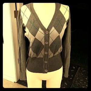 Grey argyle cardigan